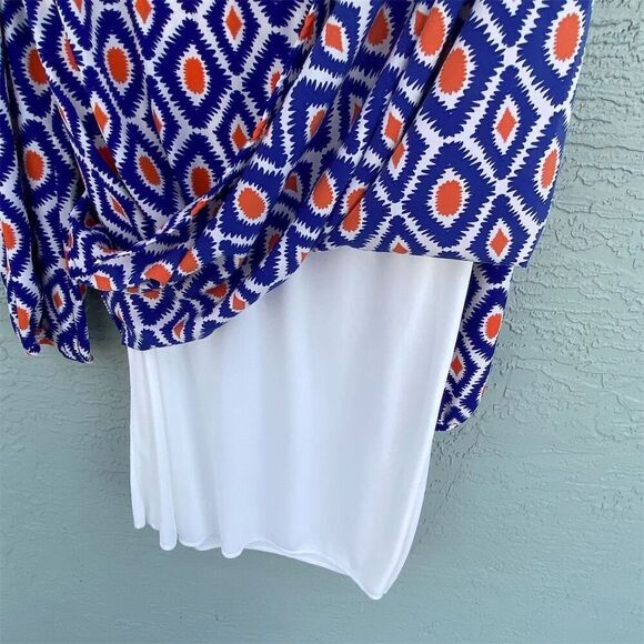 Women's Multicolor Geometric Tunic Dress L Knee Length Long Sleeve - Picture 9 of 10